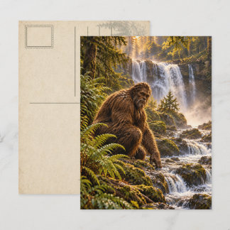 Bigfoot-vykort med vattenfallsvaktare vykort
