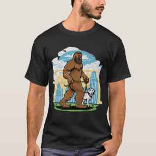 Bigfoot Walking Boston Terrier Shirt, Dog Walker T Shirt