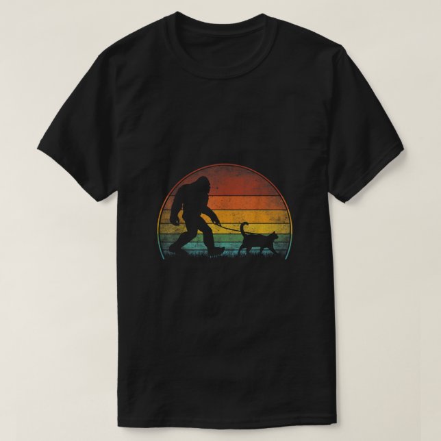 Bigfoot Walking Cat Sasquatch Black Cat Lover Gift T Shirt (Design framsida)