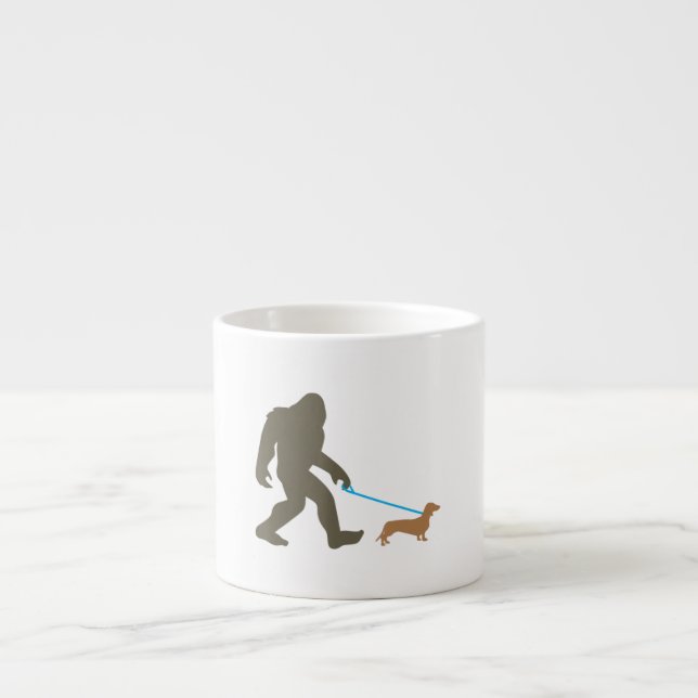 Bigfoot Walking Dachshund Sasquatch Doxie Hund Gif Espressomugg (Framsidan)