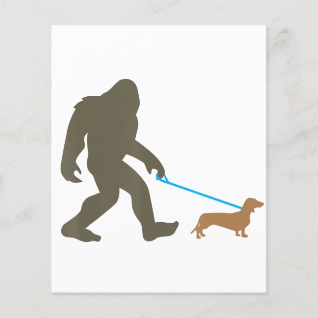 Bigfoot Walking Dachshund Sasquatch Doxie Hund Gif Flygblad (Framsidan)