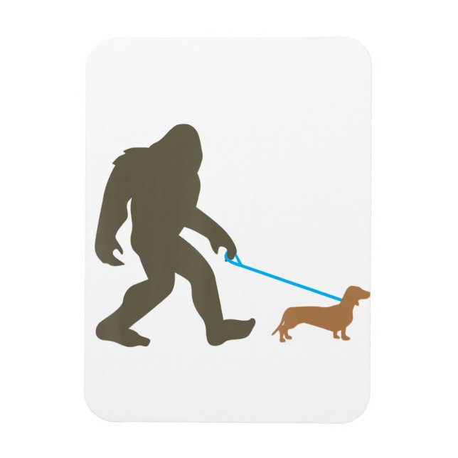 Bigfoot Walking Dachshund Sasquatch Doxie Hund Gif Magnet (Vertikal)