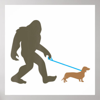 Bigfoot Walking Dachshund Sasquatch Doxie Hund Gif Poster