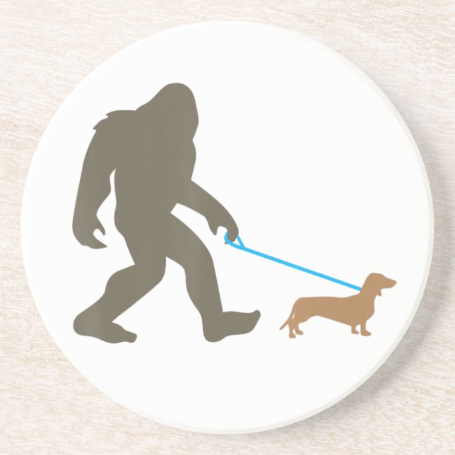 Bigfoot Walking Dachshund Sasquatch Doxie Hund Gif Underlägg (Framsidan)