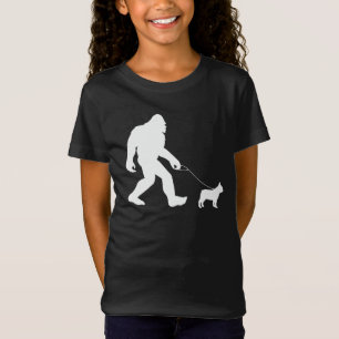 Bigfoot Walking Fransk Bulldog T Shirt