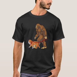 Bigfoot Walking Fransk Bulldog T Shirt
