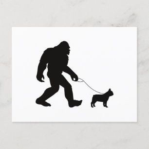 Bigfoot Walking Fransk Bulldog Vykort