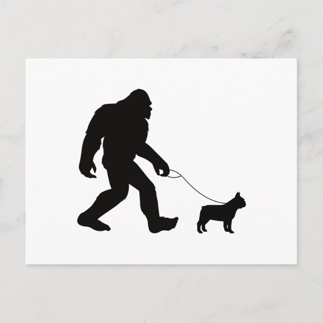 Bigfoot Walking Fransk Bulldog Vykort (Framsida)