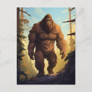 Bigfoot Walking i Skogen Vykort