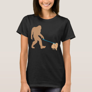 Bigfoot Walking Pommern Hund Funny Sasquatch Gif T Shirt