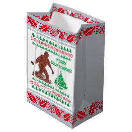 Bigfoot Walking Sasquatch Silver Red Funny