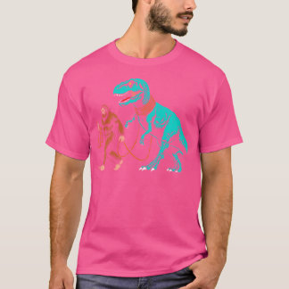 Bigfoot Walking the Dinosaur Sasquatch Walk T Rex Shirt