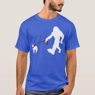 Bigfoot Walking with Siberian husky Hund Funny Big T Shirt