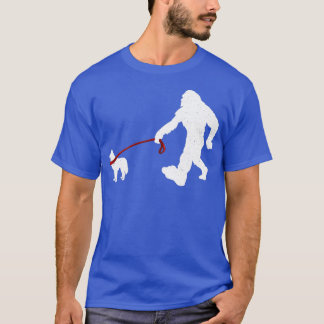 Bigfoot Walking with Siberian husky Hund Funny Big T Shirt