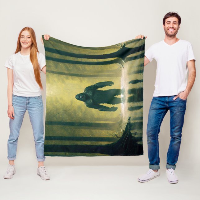 Bigfoot Walving through Louisiana Swamp Vatten Fleecefilt (På plats)