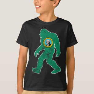 Bigfoot Washington Flagga State Sasquatch Manar Wo T Shirt
