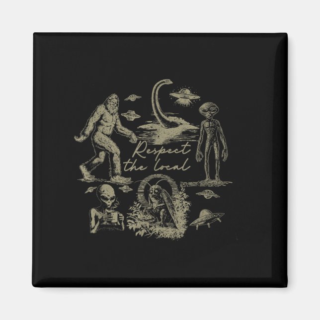 Bigfoot Wendigo Kryptid UFO-jakt Alien Respekt Magnet (Framsidan)