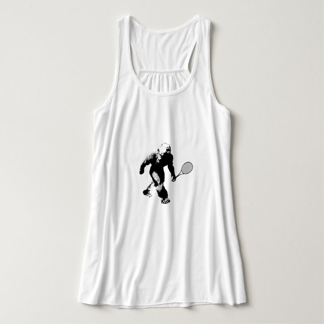 Bigfoot With Tennis Racquet Linne Med Racerback (Design framsida)