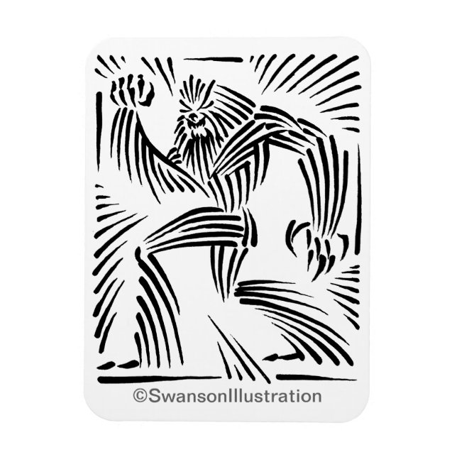 Bigfoot Woodcut Graphic Magnet (Vertikal)