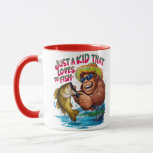 Bigfoots är bara ett barn som kärlek fiskar. mugg