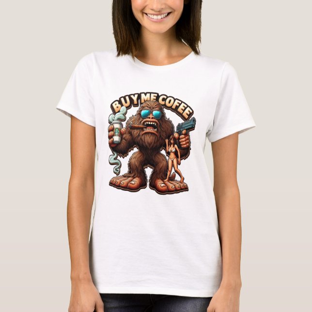 Bigfoots Morgon Brew köpte en kaffe åt mig T Shirt (Framsida)