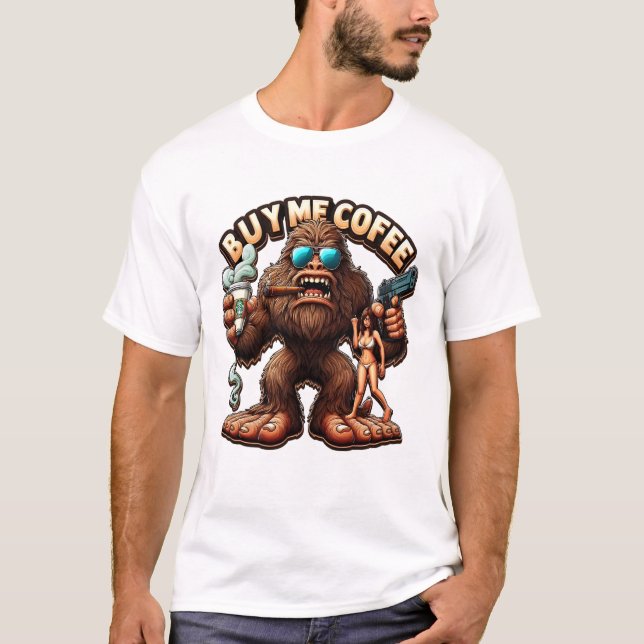 Bigfoots Morgon Brew köpte en kaffe åt mig T Shirt (Framsida)