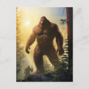 Bigfoots på skogspostkort vykort
