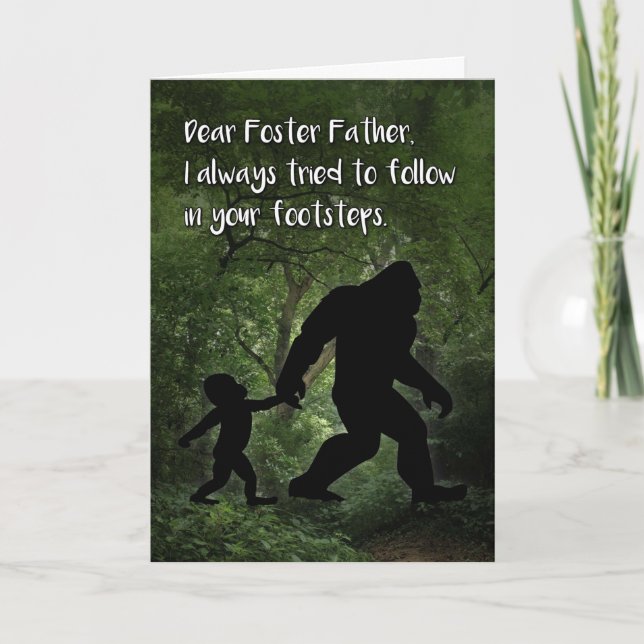 Bigfot med Fars dag för fosterfoster Far Kort (Framsida)