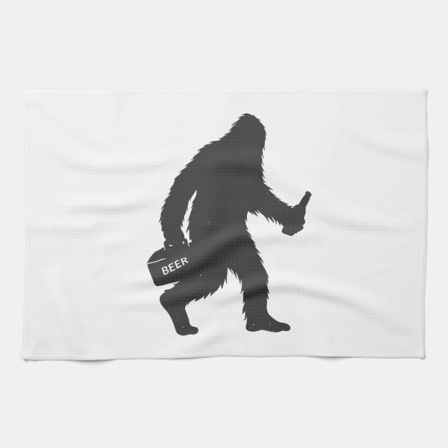 Bigfot öl silhuden kökshandduk (Horisontell)