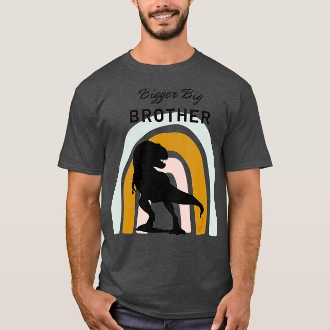 Bigger Big Brother Rainbow Dinosaur Top T Shirt (Framsida)
