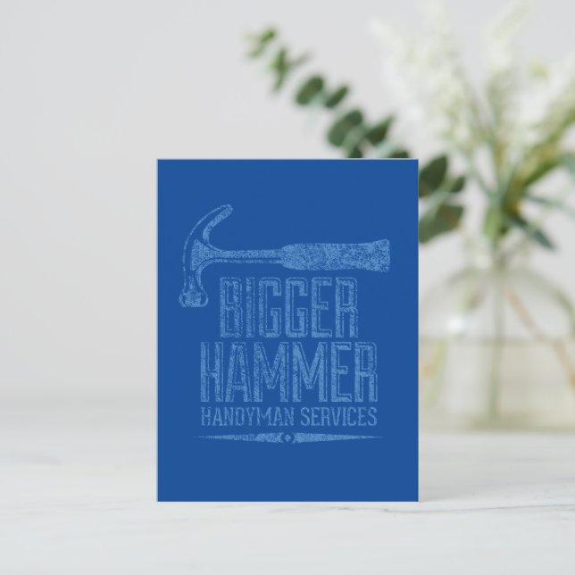 Bigger Hammer Handyman Services Blå BG Vertikal Vykort (Stående Fram)