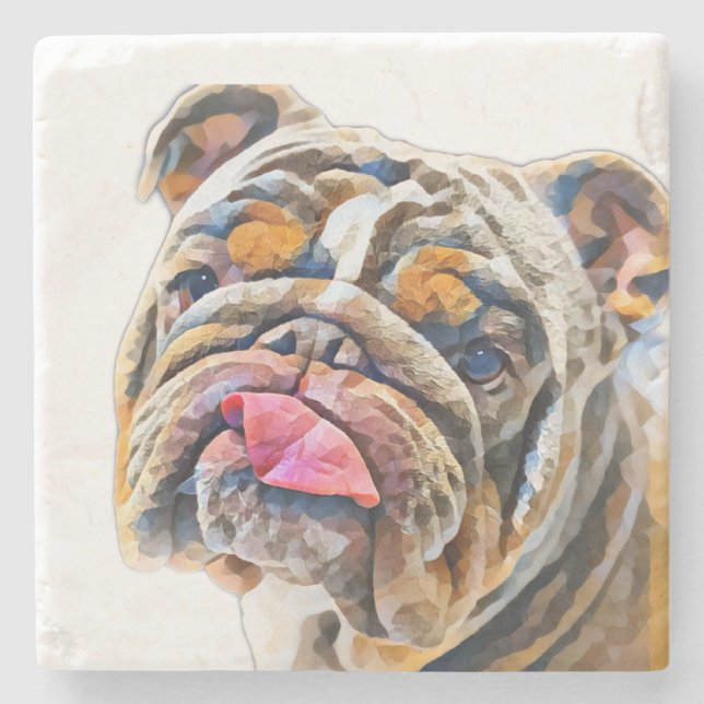 Biggie the Bulldog Animal Gram Stenunderlägg (Framsidan)