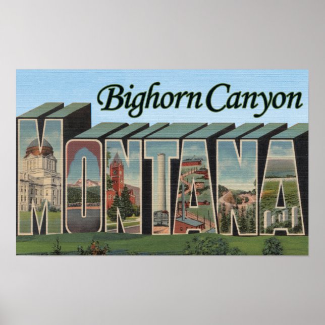 Bighorn Canyon, Montana - Large Brev Scenes Poster (Framsidan)