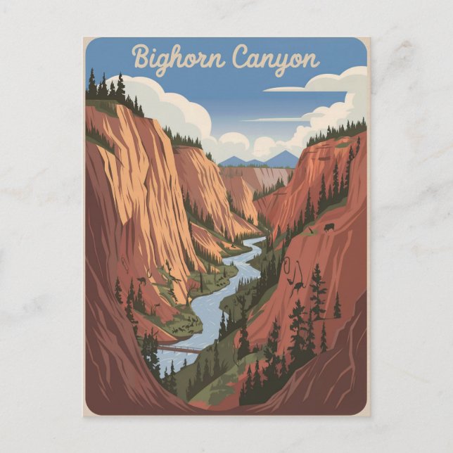 Bighorn Canyon Vintage Vykort (Framsida)