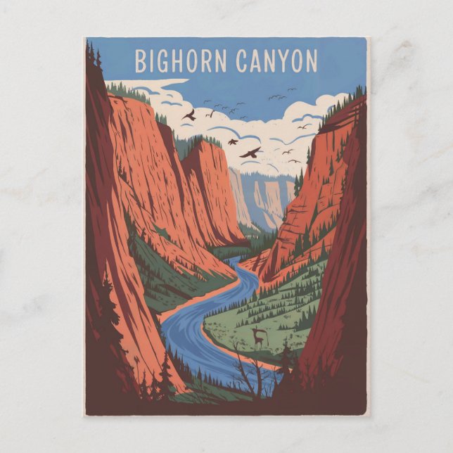 Bighorn Canyon Vintage Vykort (Framsida)