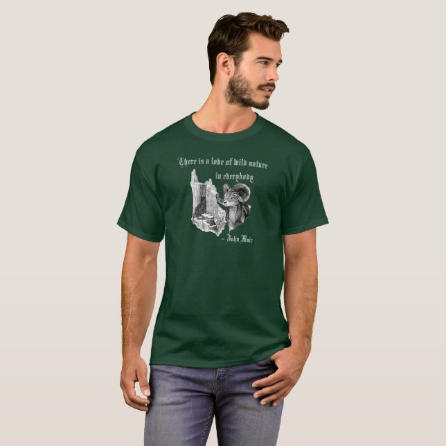 Bighorn. John Muir. Det finns en kärlek av Tee Shirt (Hel framsida)