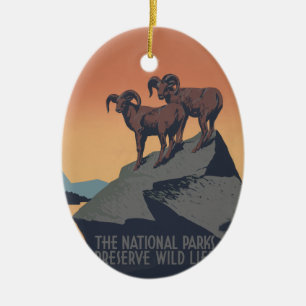 Bighorn Sheep American Väster Wildlife Julgransprydnad Keramik