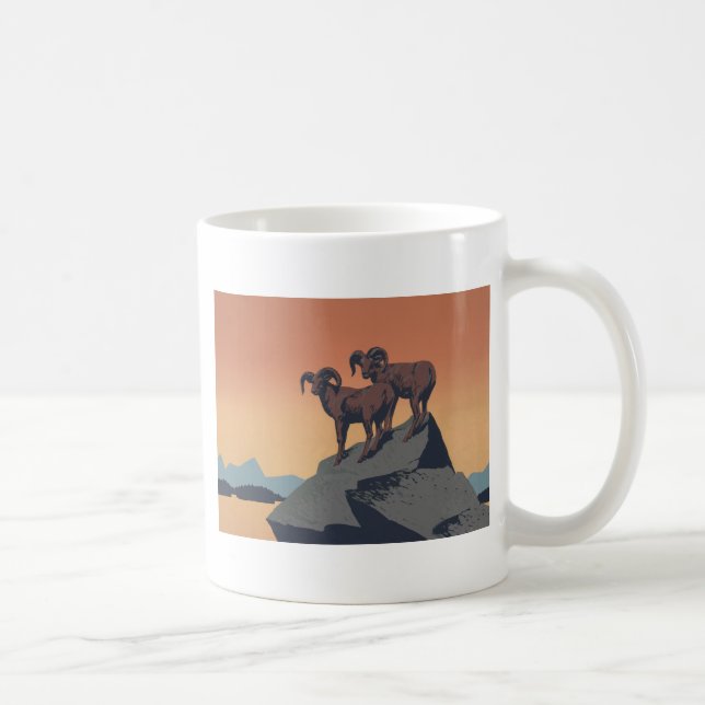 Bighorn Sheep American Väster Wildlife Kaffemugg (Höger)