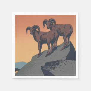Bighorn Sheep American Väster Wildlife Pappersservett