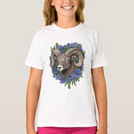 Bighorn Sheep And Blue Colorado Columbine Flowers T Shirt