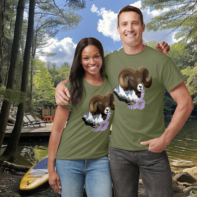 Bighorn Sheep Ram Grönt Mountain T Shirt (Skapare uppladdad)