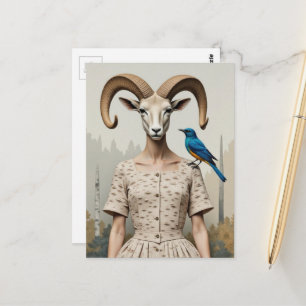 Bighorn Sheep Woman i en björkbarksdräkt mode Vykort
