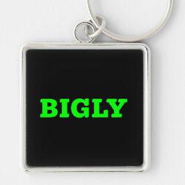 BIGLY KEYCHAIN FYRKANTIG SILVERFÄRGAD NYCKELRING