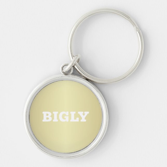 BIGLY KEYCHAIN RUND SILVERFÄRGAD NYCKELRING (Framsidan)