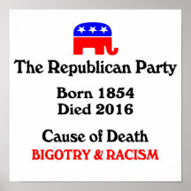 Bigotry & Racism: Republican Party, dödsorsak