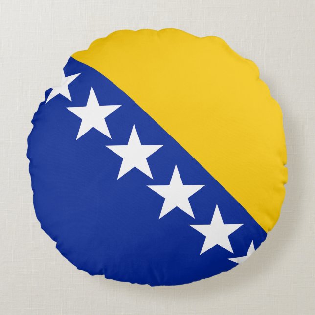 BiH Flagga Rund Kudde (Framsidan)
