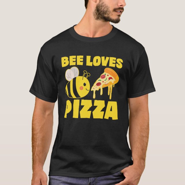 Bihållare Pizza   Pizza Snabbmat Söt Bina T Shirt (Framsida)