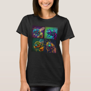 Bihandled illustration färgglad djur kvinnor t shirt