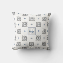 Bihandtecknad doodle med monogram kudde