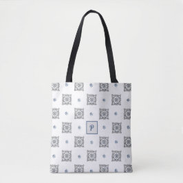 Bihandtecknad doodle med monogram tygkasse
